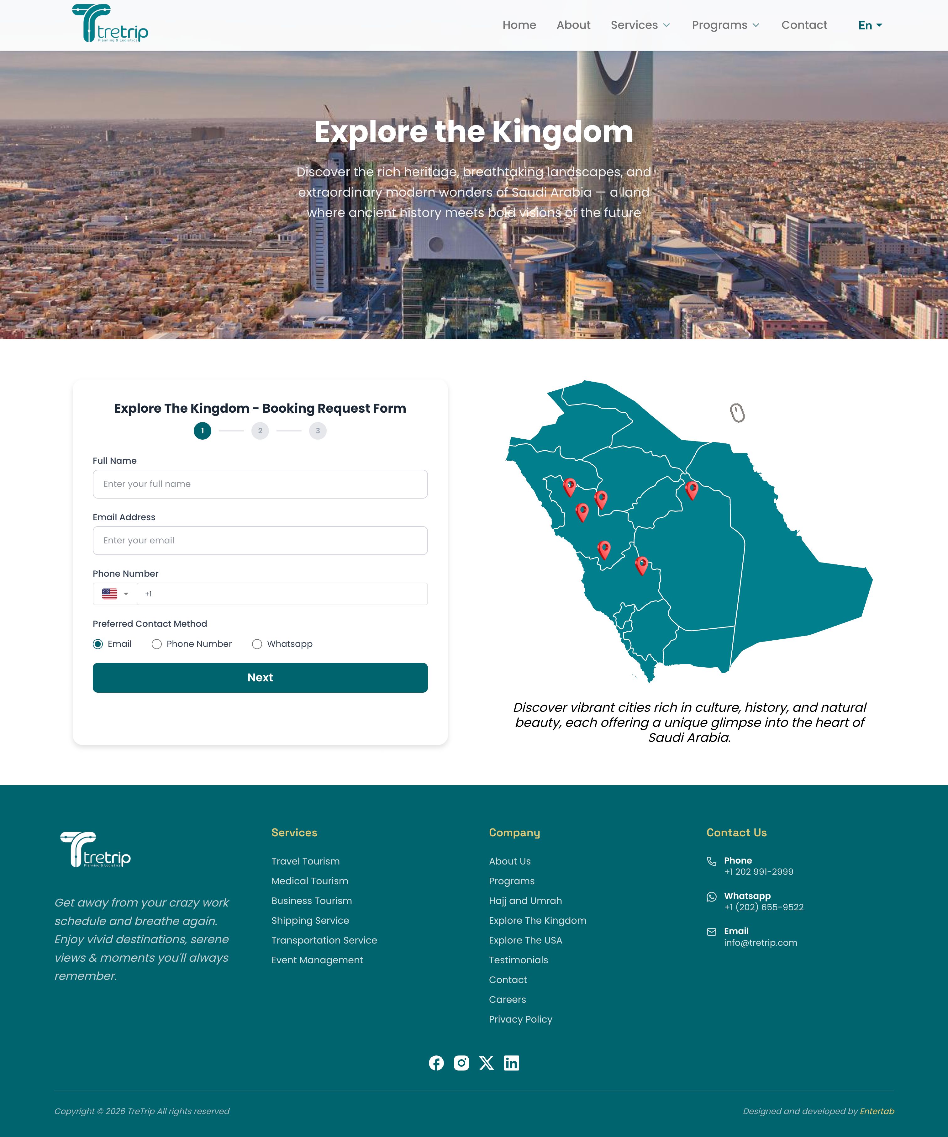 TreTrip internal page